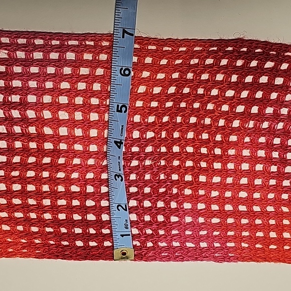 Colorful Loose Knit Crochet Neck Scarf Multicolor Pink Red Orange Neckerchief - Picture 7 of 9